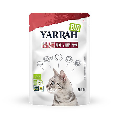 Yarrah - Pochon Bio Filets en Sauce Bœuf pour Chats - 85g