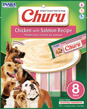 Inaba - Friandises Churu Poulet avec Recette au Saumon pour chiens - 8x20g