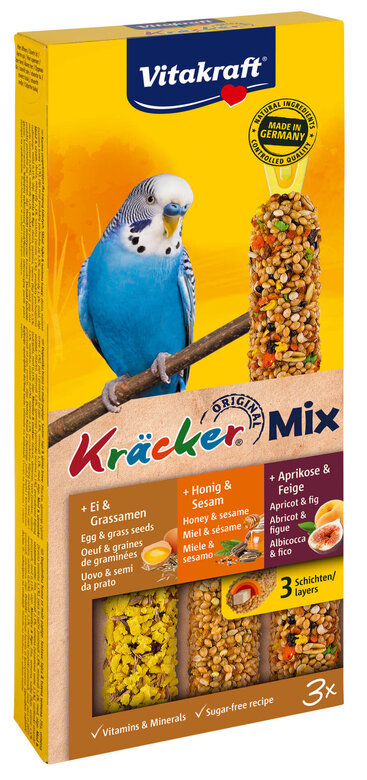 Vitakraft - Friandises Kräcker Trio-Mix pour Perruches - x3 Image numéro 1 Vitakraft - Friandises Kräcker Trio-Mix pour Perruches - x3 Image numéro 1