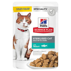 Hill's - Sachet Repas Science Plan Sterilised Cat pour Chat St&eacute;rilis&eacute; &agrave; la Truite - 85g