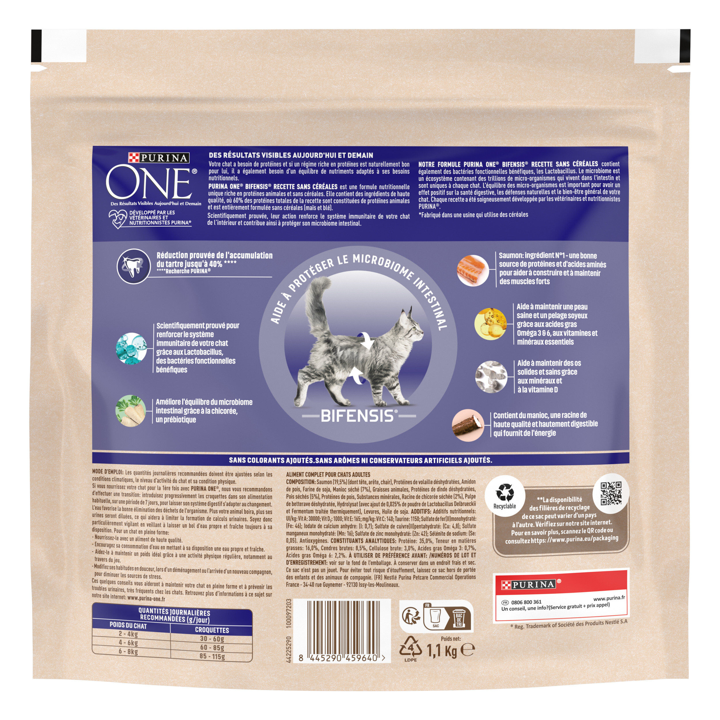 Purina One - Croquettes Adulte Sans C&eacute;r&eacute;ales Saumon pour chats adultes - 1,1kg Image num&eacute;ro 3