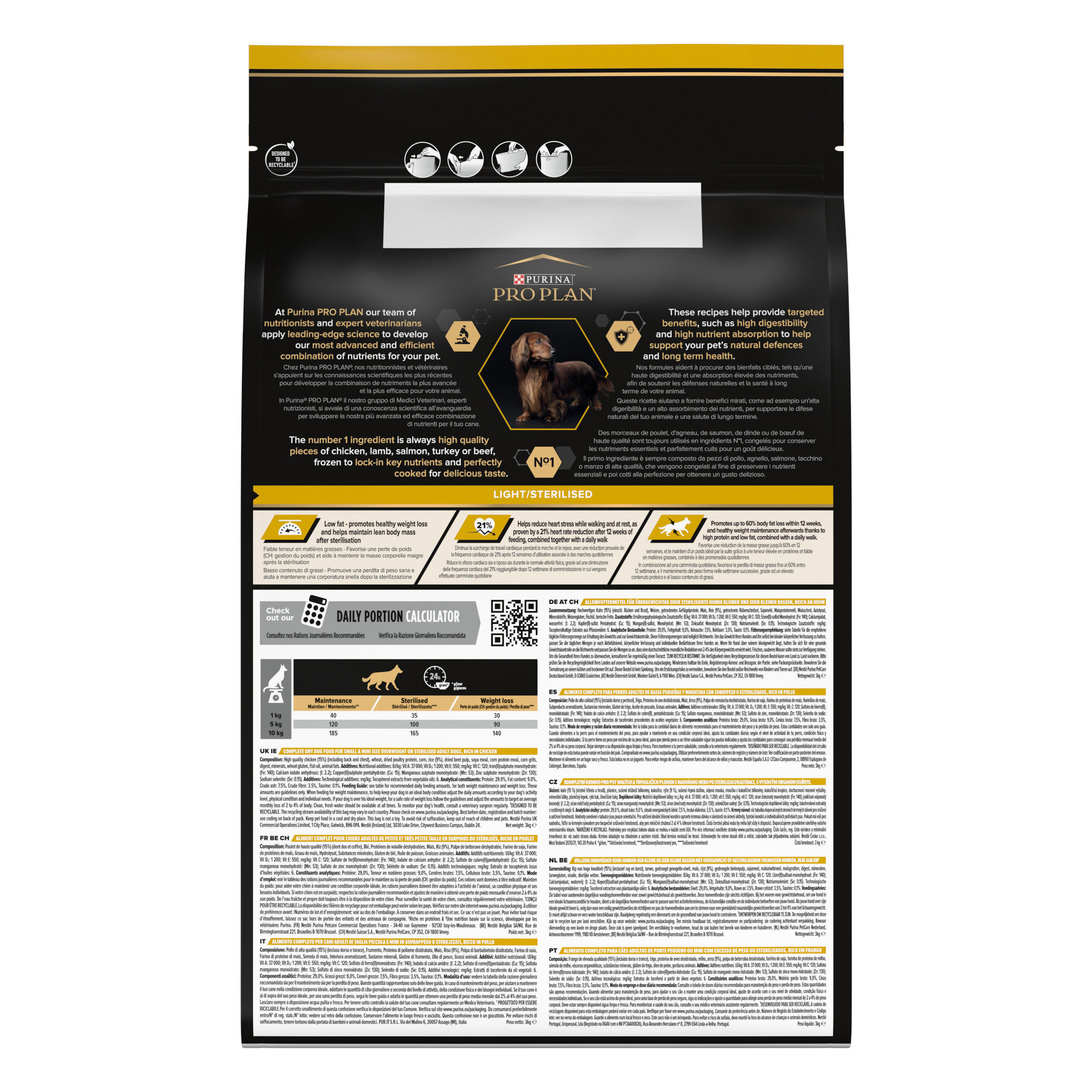 Pro Plan - Croquettes OPTIWEIGHT Small & Mini Light Sterilised Poulet pour Chien - 3Kg Image num&eacute;ro 6