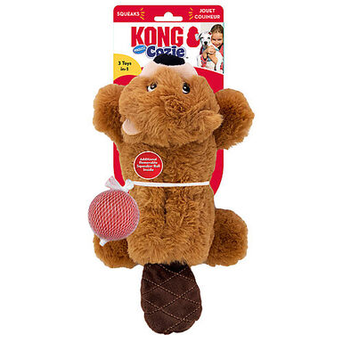 KONG - Jouet Peluche Cozie Pocketz Castor pour Chiens - M