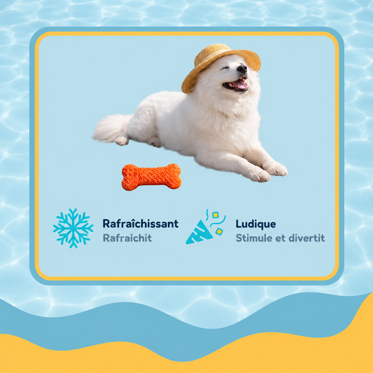 Summer Vibes - Jouet Os Rafra&icirc;chissant pour Chiens - Orange Image num&eacute;ro 5