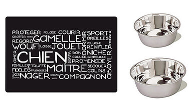 Anka - Set 2 Gamelles Inox + Tapis Aimanté pour Chiens - Ø20cm/16,5cm