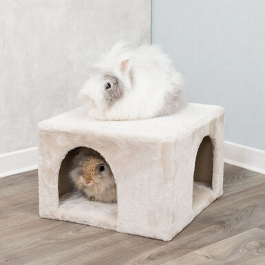 Trixie - Abri douillet avec 2 sorties lapins nains beige - 36x25x36cm