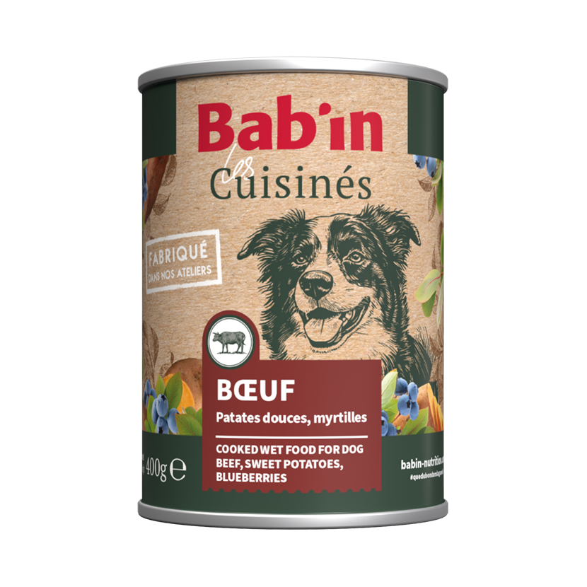 Bab'in - P&acirc;t&eacute;e Les Cuisin&eacute;s B&oelig;uf Patate Douce Myrtille pour Chiens Adultes - 400g Image num&eacute;ro 1
