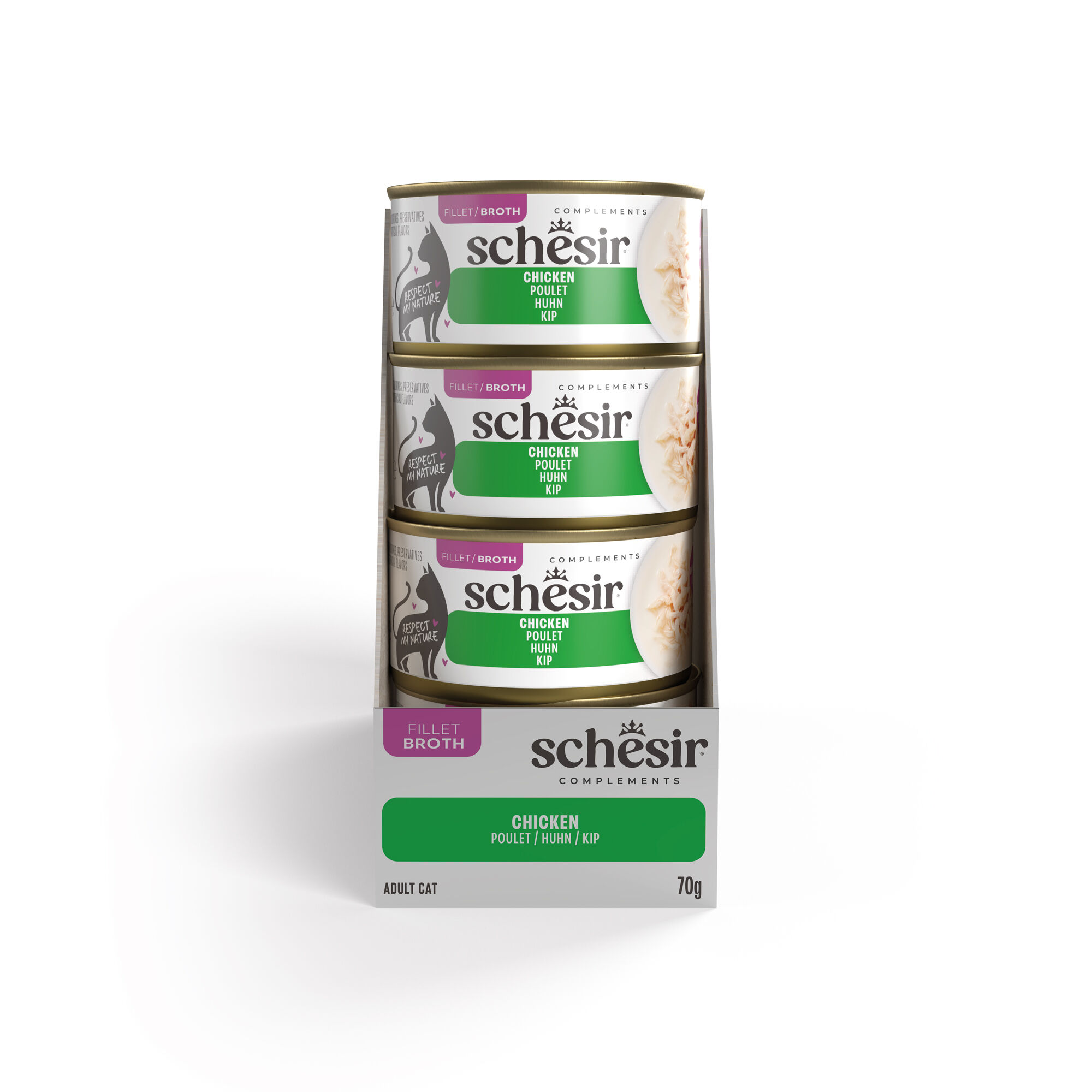 Schesir - Bo&icirc;te P&acirc;t&eacute;e au Filets de Poulet en Bouillon pour Chat - 70g Image num&eacute;ro 4