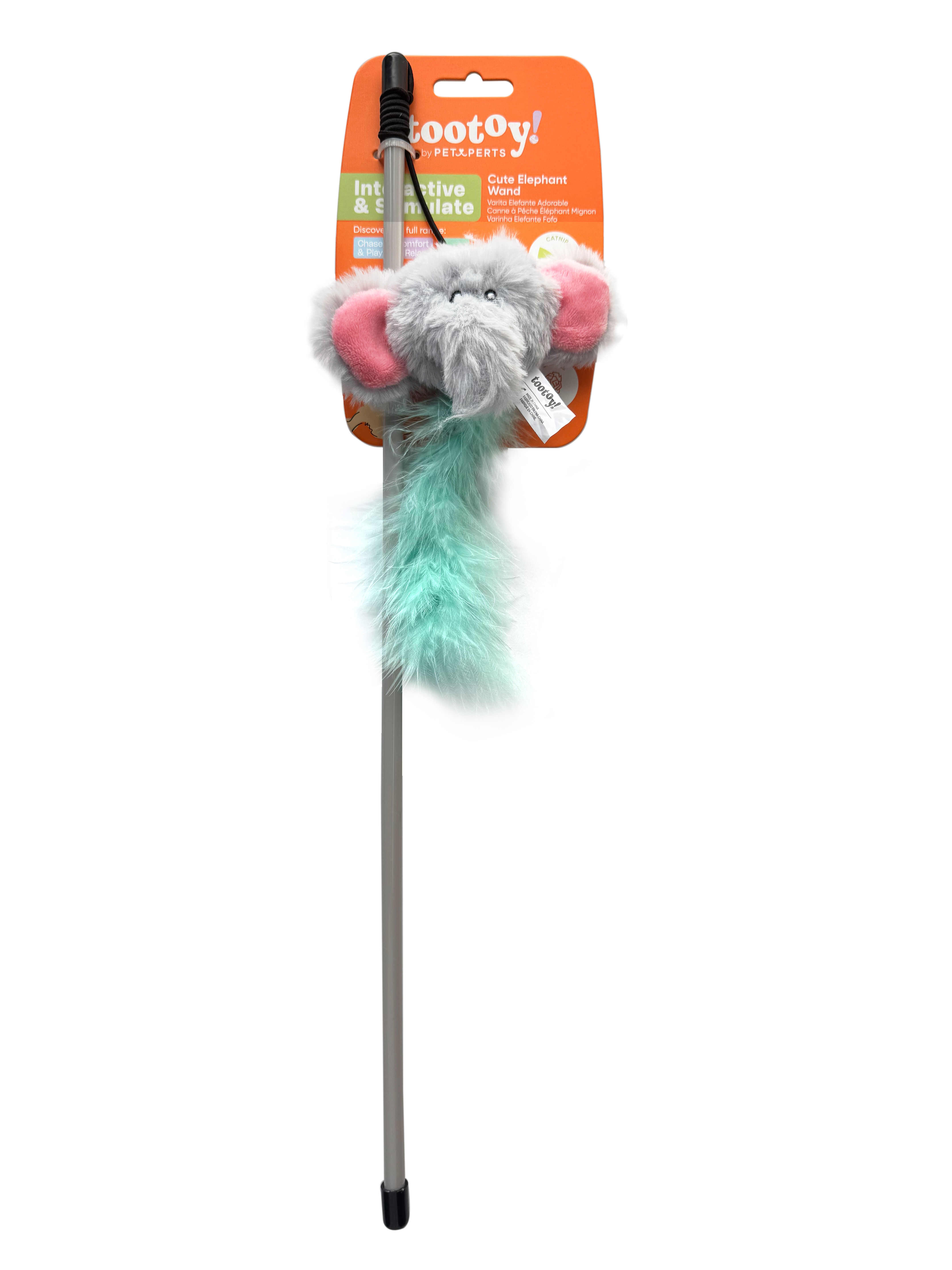 Tootoy! - Jouet Canne &agrave; P&ecirc;che Elephant pour Chats - 47cm Image num&eacute;ro 1