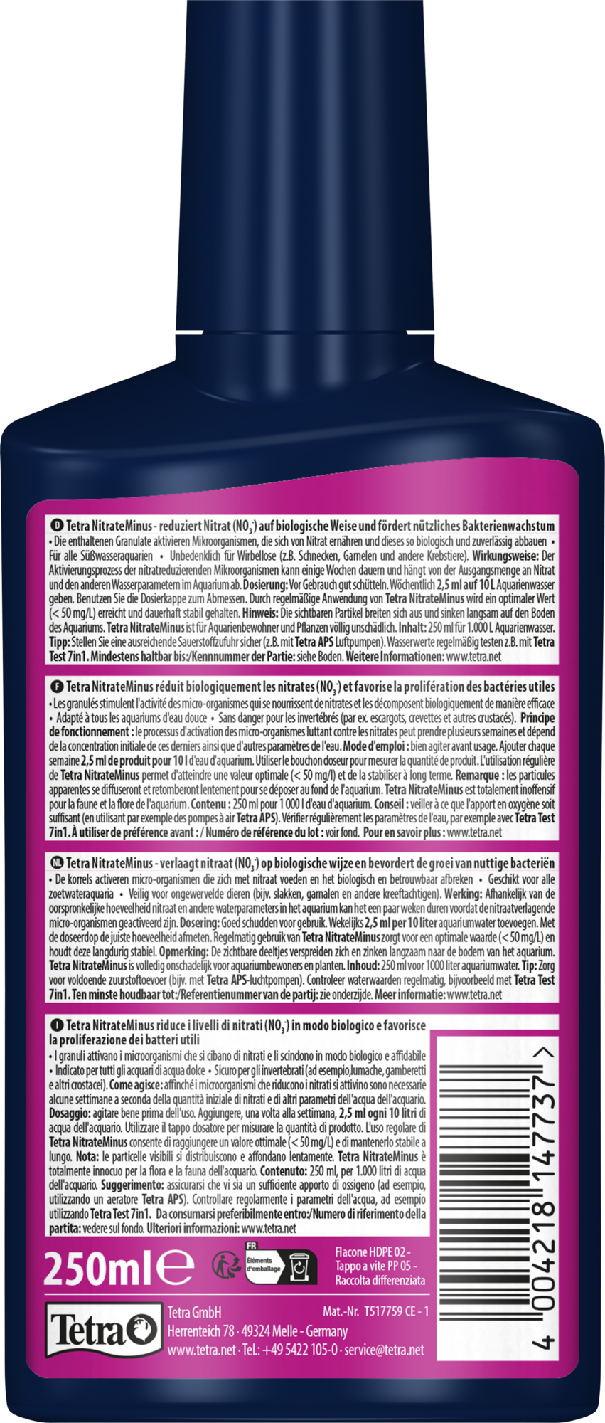Tetra - Traitement d'Eau contre les Nitrates NitrateMinus pour Aquarium - 250ml Image num&eacute;ro 4