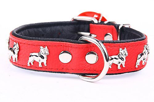 Yogipet - Collier Super Bouledogue Fran&ccedil;ais Cuir pour Chien Rouge - T60 41/55cm Image num&eacute;ro 4