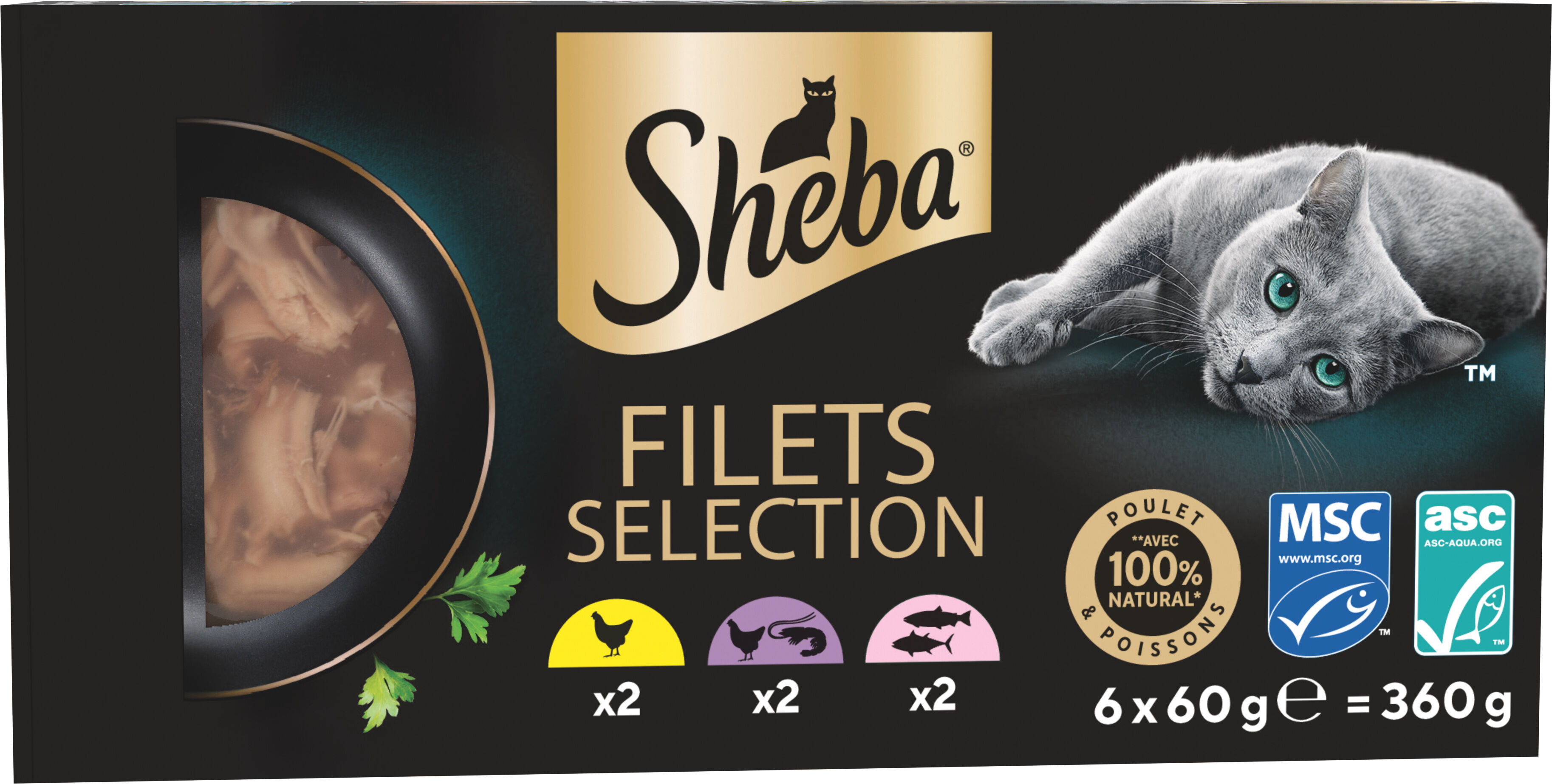 Sheba - P&acirc;t&eacute;e Multipack Filets Selection Poulet et Poissons pour Chats - 6x60g Image num&eacute;ro 1
