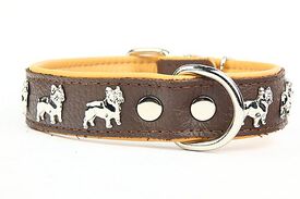 Yogipet - Collier Super Bouledogue Français Cuir pour Chien Marron