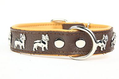 Yogipet - Collier Super Bouledogue Français Cuir pour Chien Marron