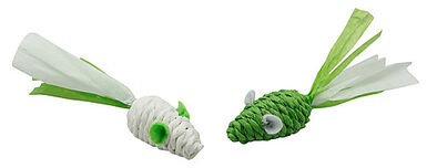 Animalis - Jouet Souris Sisal Vert pour Chat - x2