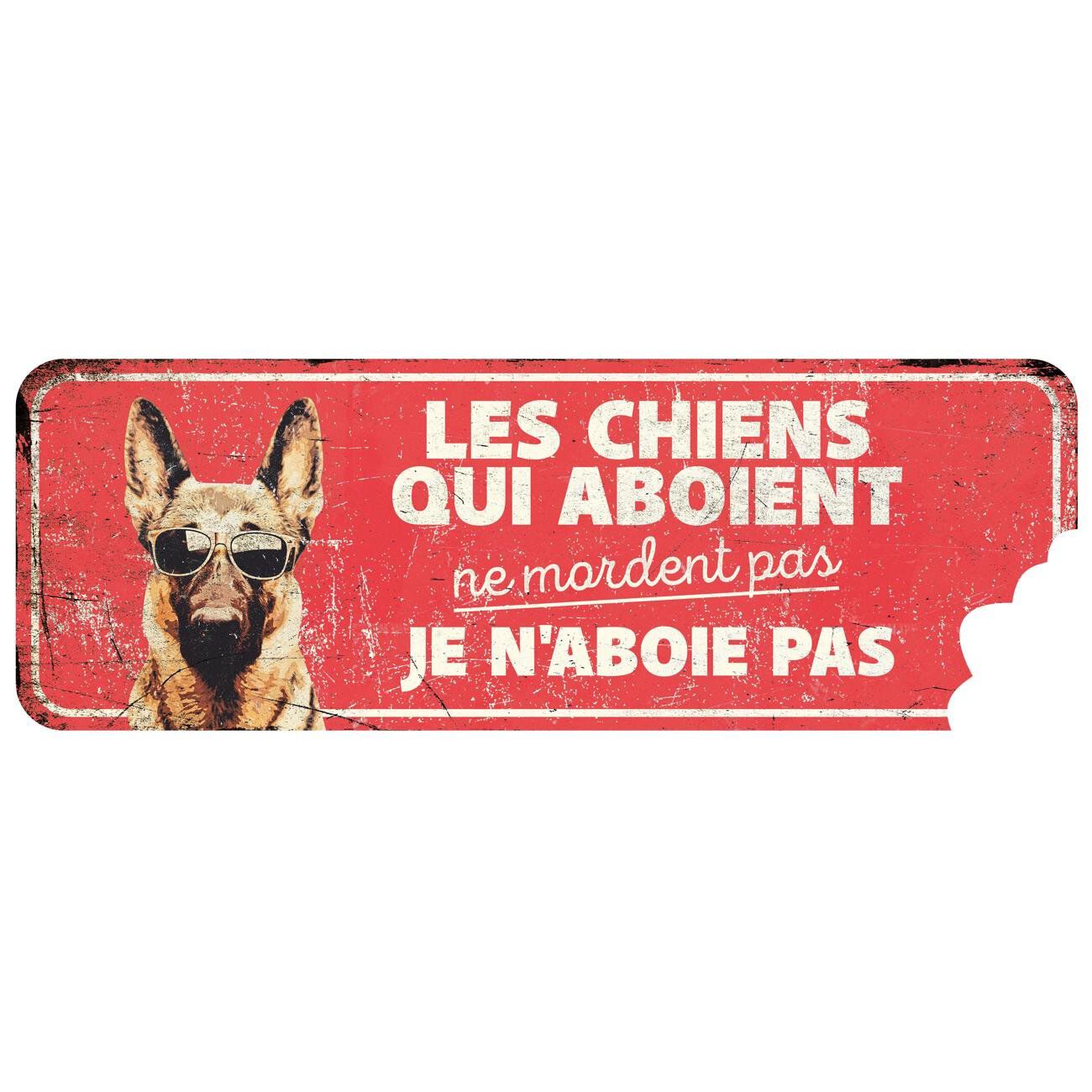 D&D - Panneau d'avertissement german shepherd - 40 x 13 x 03 cm rouge Image num&eacute;ro 1