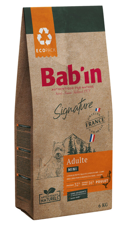 Bab'in -  Croquettes Poulet pour Chiens Mini - 6kg Image numéro 1 Bab'in -  Croquettes Poulet pour Chiens Mini - 6kg Image numéro 1
