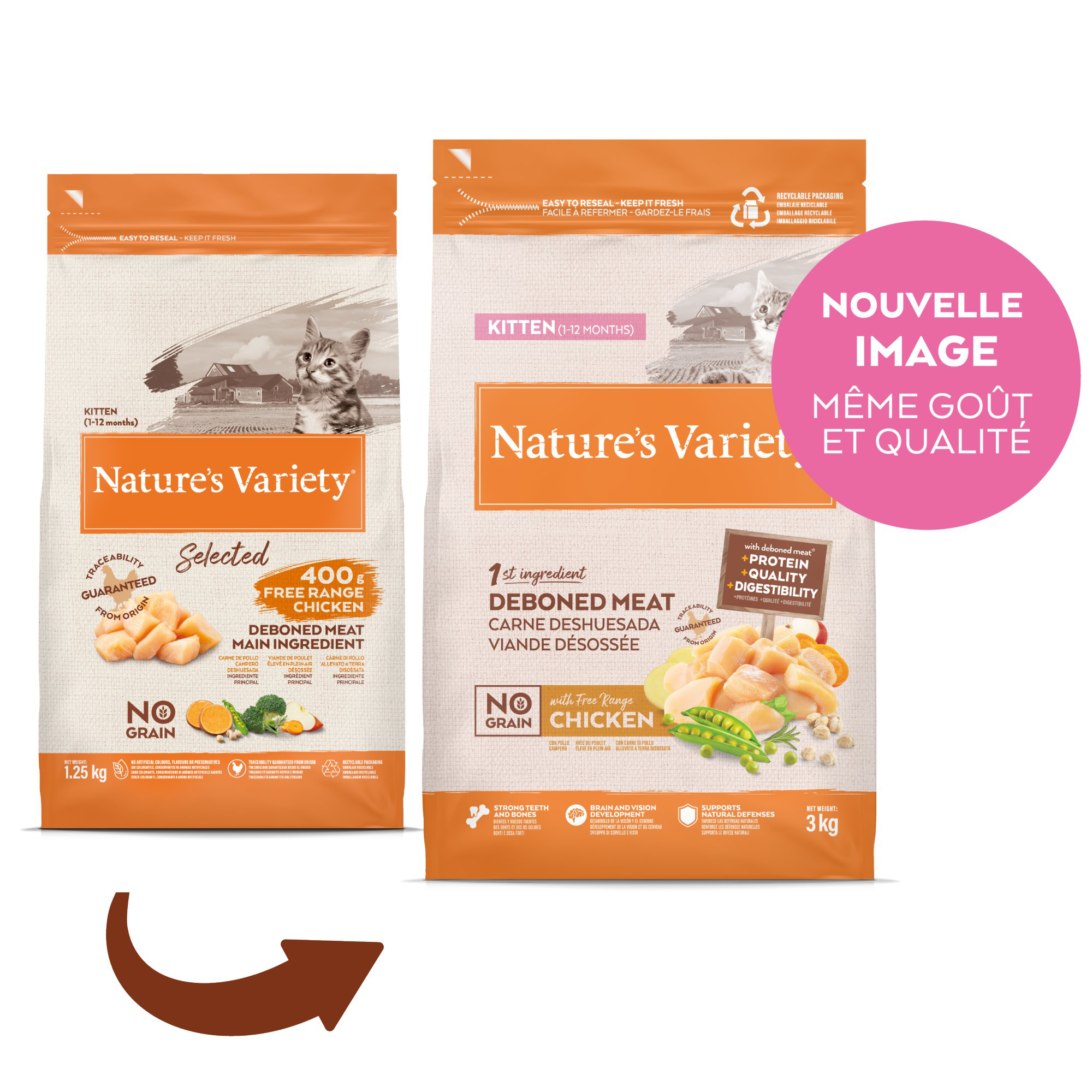 Nature's Variety - Croquettes No Grain Kitten Au Poulet Pour Chats - 3kg Image num&eacute;ro 1