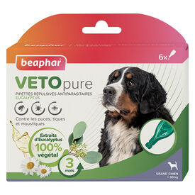 Beaphar - Pipettes Antiparasitaires VETOpure Eucalyptus pour Grands Chiens - 6x2ml