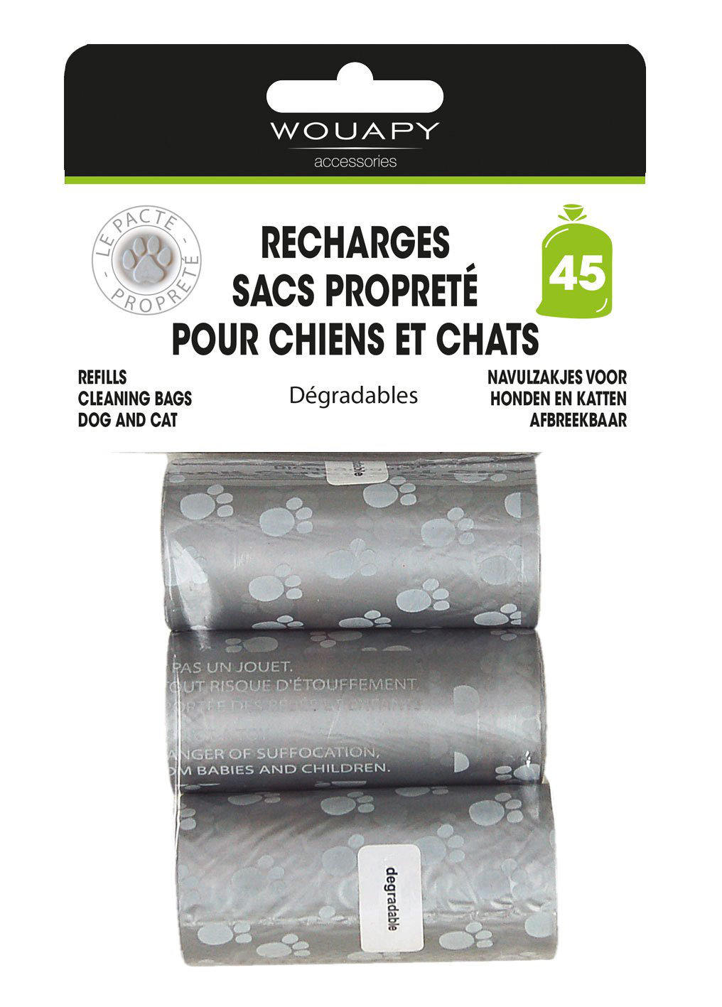 Wouapy - Recharge en Lot de 15 Sacs Propret&eacute; pour Distributeur - x3 Image num&eacute;ro 1
