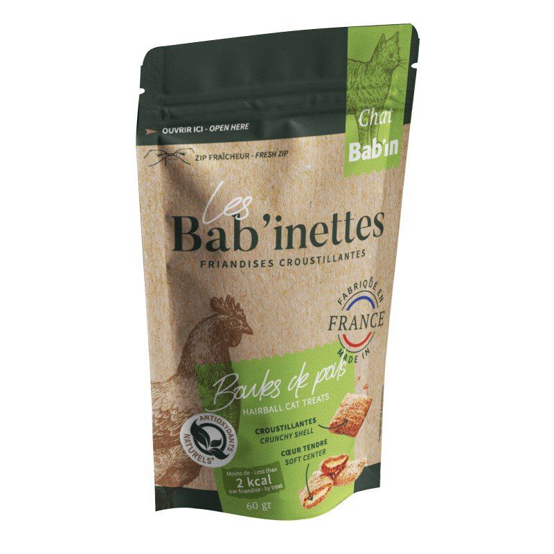 Bab'inettes - Friandises four&eacute;es Anti Boule de Poils pour Chats - 60g Image num&eacute;ro 1
