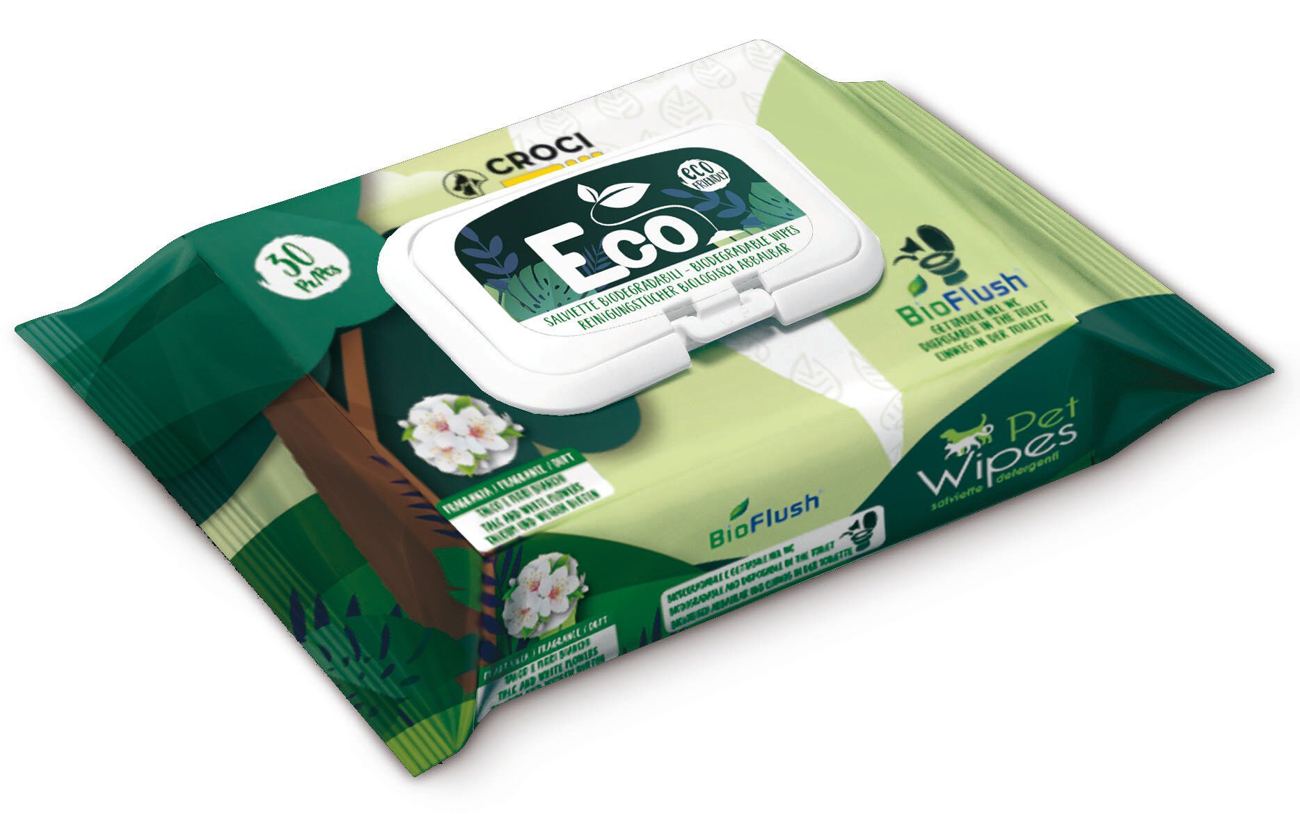Croci - Lingettes Eco Talc et Fleurs pour Chiens et Chats - x30 Image num&eacute;ro 1