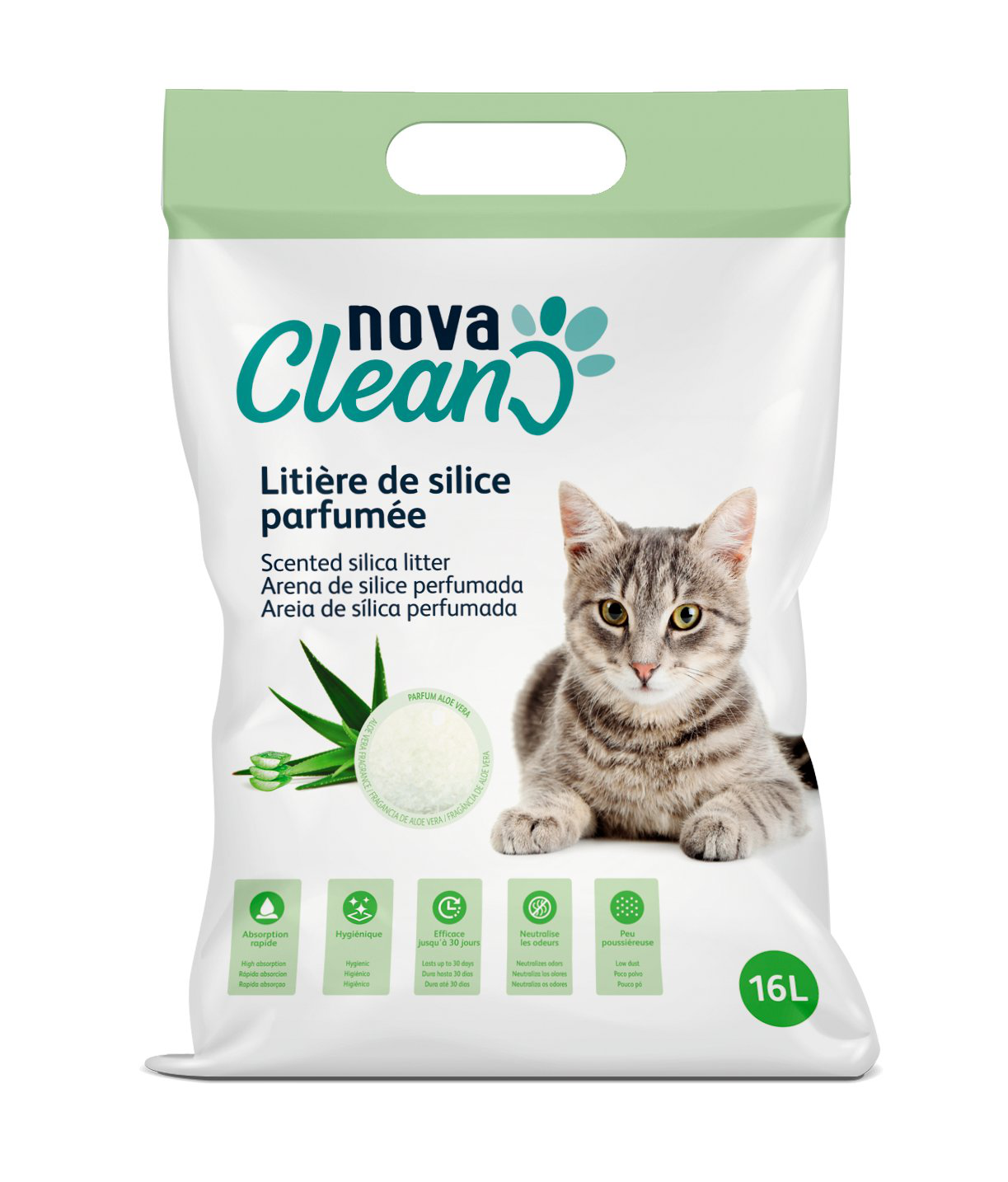 Nova Clean - Liti&egrave;re Silice Parfum&eacute;e &agrave; l'Aloe Vera - 16L Image num&eacute;ro 1