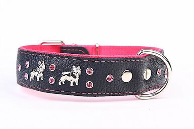 Yogipet - Collier Cuir French Bulldog pour Chien - Rose