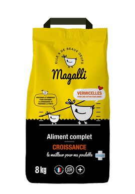 Magalli - Aliment Complet Croissance aux Vermicelles pour Basse-cour - 8Kg