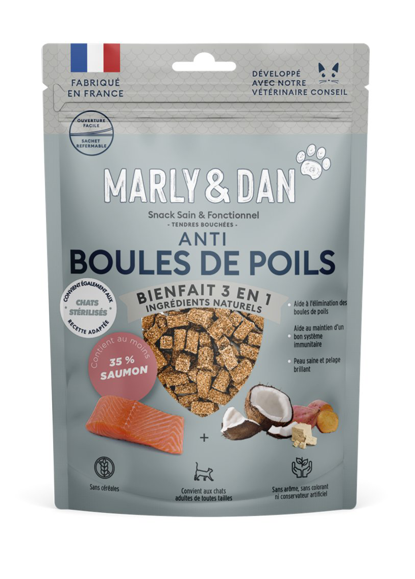 Marly & Dan - Tendres Bouch&eacute;es Boules de Poils pour Chats - 40g Image num&eacute;ro 1