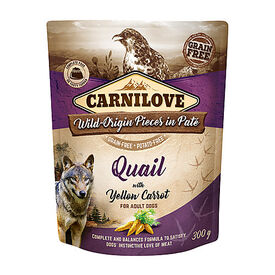 Carnilove - Sachet Fraîcheur Adulte Caille et Carottes Jaunes pour Chiens - 300g
