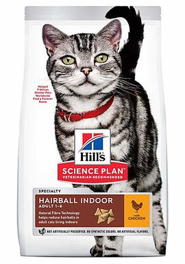 Hill's - Feline Hairball Indoor Adult Poulet pour Chat - 1,5Kg
