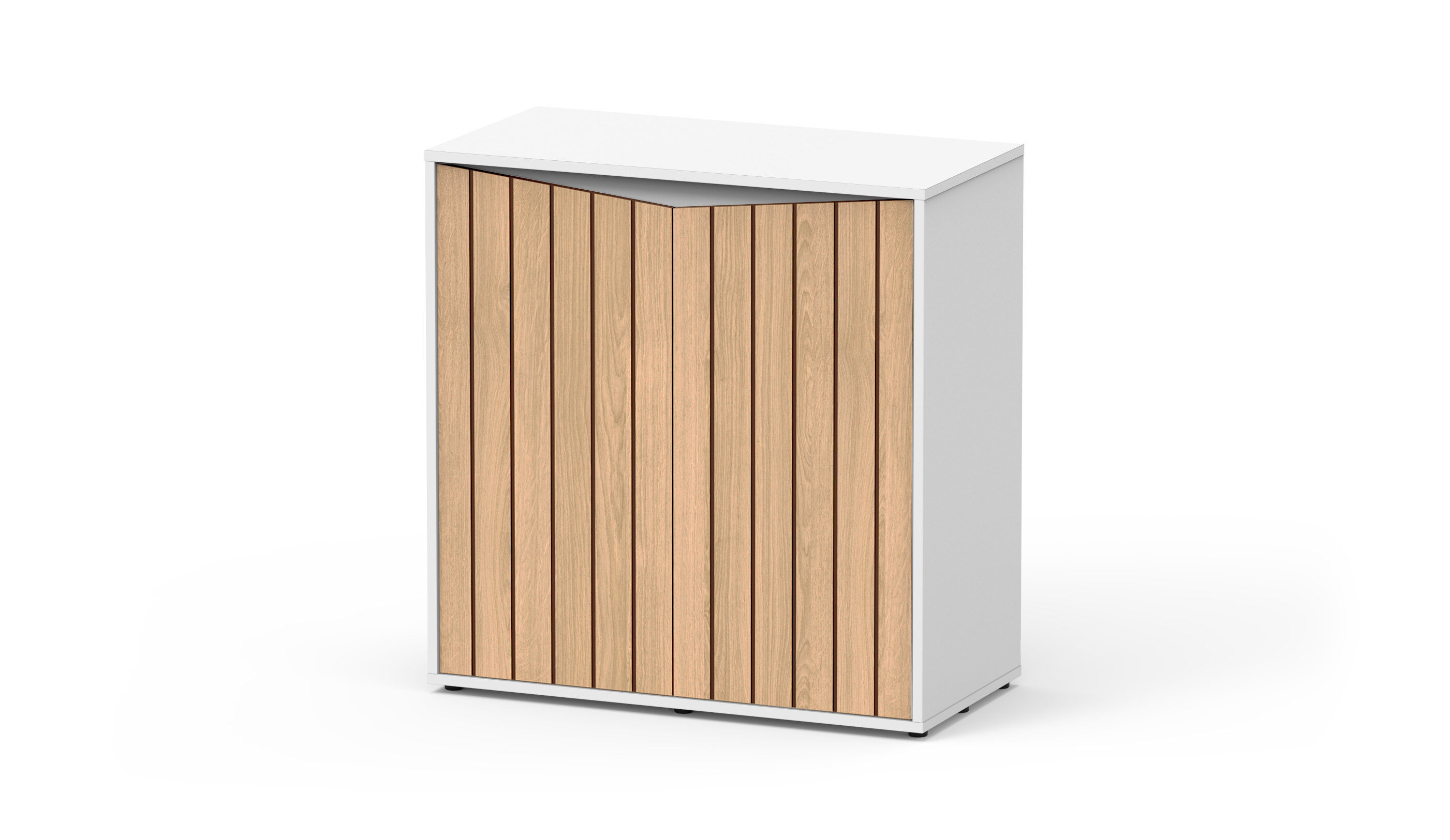 Aquatlantis - Meuble Prestige 80 - Blanc Portes Bois stri&eacute;s Image num&eacute;ro 1