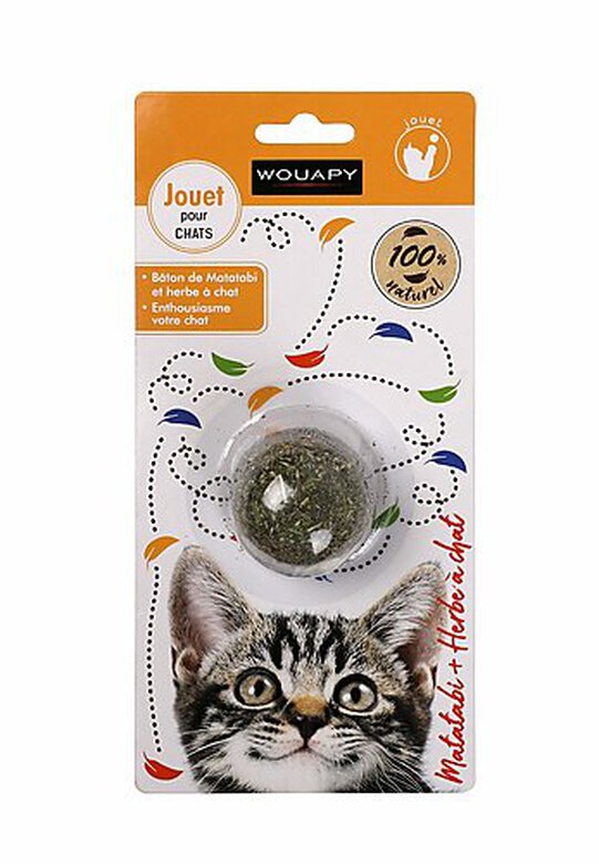 Wouapy - Jouet Balle avec Herbe à Chat et Matatabi pour Chat image number null