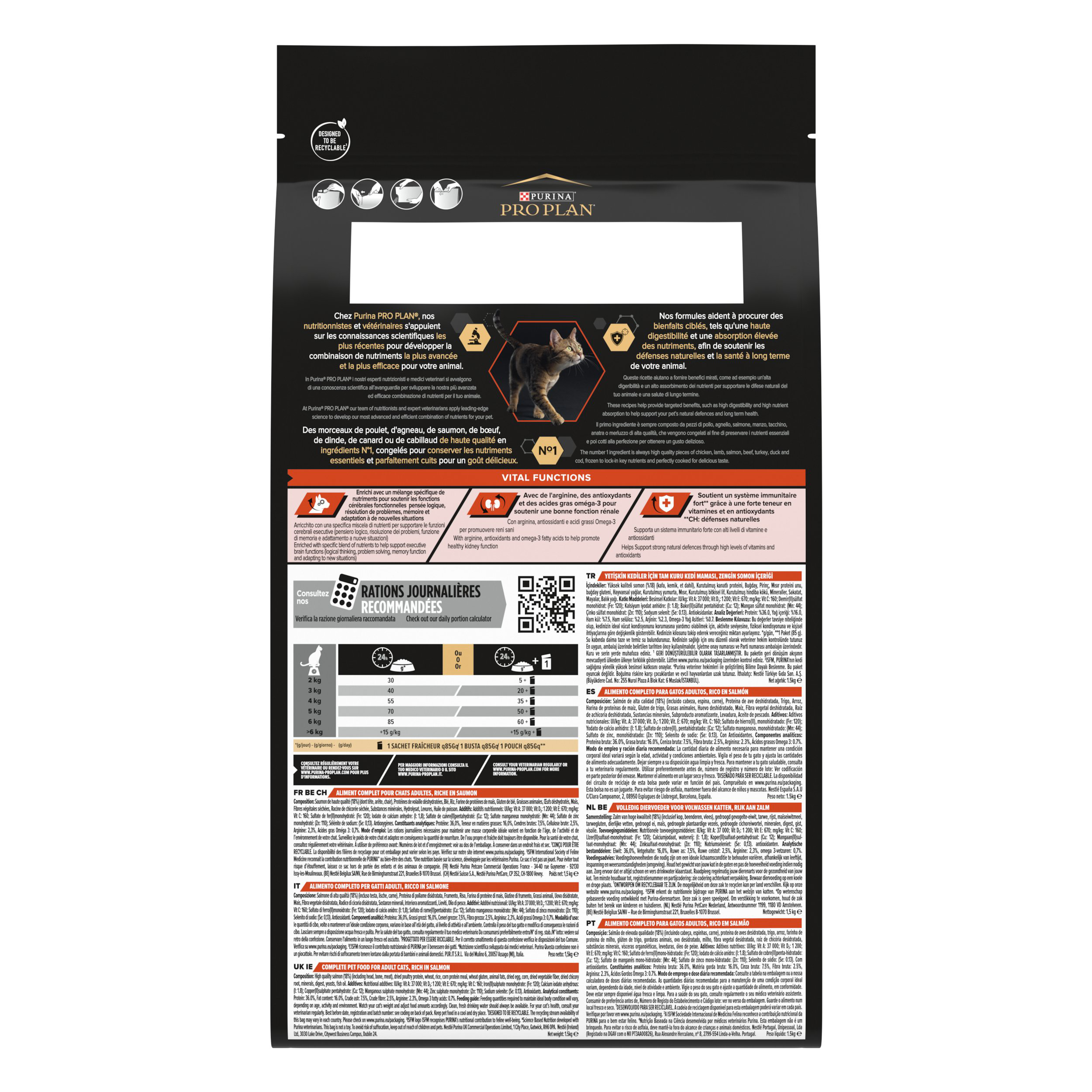 Pro Plan - Croquettes Adult au Saumon pour Chat Adulte - 1,5Kg Image num&eacute;ro 4