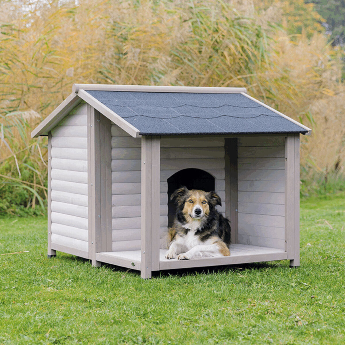 Trixie - natura niche pour chiens Lodge avec pignon gris - M/L 130 x 100 x 105 cm Image num&eacute;ro 1