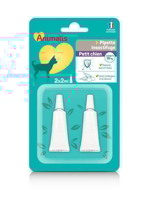 Animalis - Répulsif Insectifuge en Pipette pour Petit Chien - 2x2ml