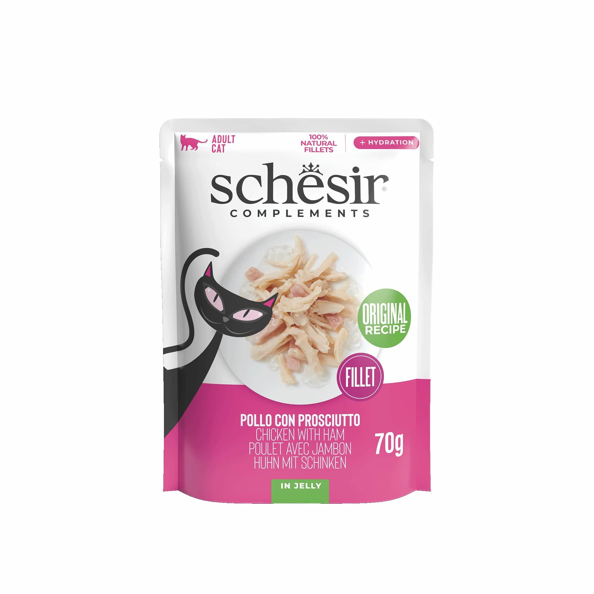 Schesir - Sachet P&acirc;t&eacute;e en Gel&eacute;e au Poulet et Jambon pour Chats - 70g Image num&eacute;ro 1