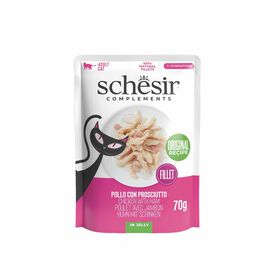 Schesir - Sachet P&acirc;t&eacute;e en Gel&eacute;e au Poulet et Jambon pour Chats - 70g
