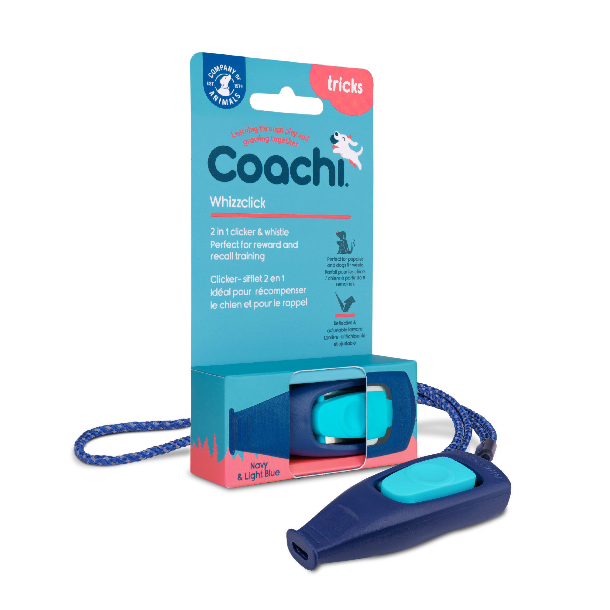 Coachi - Whizzclick Clicker-sifflet 2 en 1 pour Chiens - Bleu Image num&eacute;ro 1