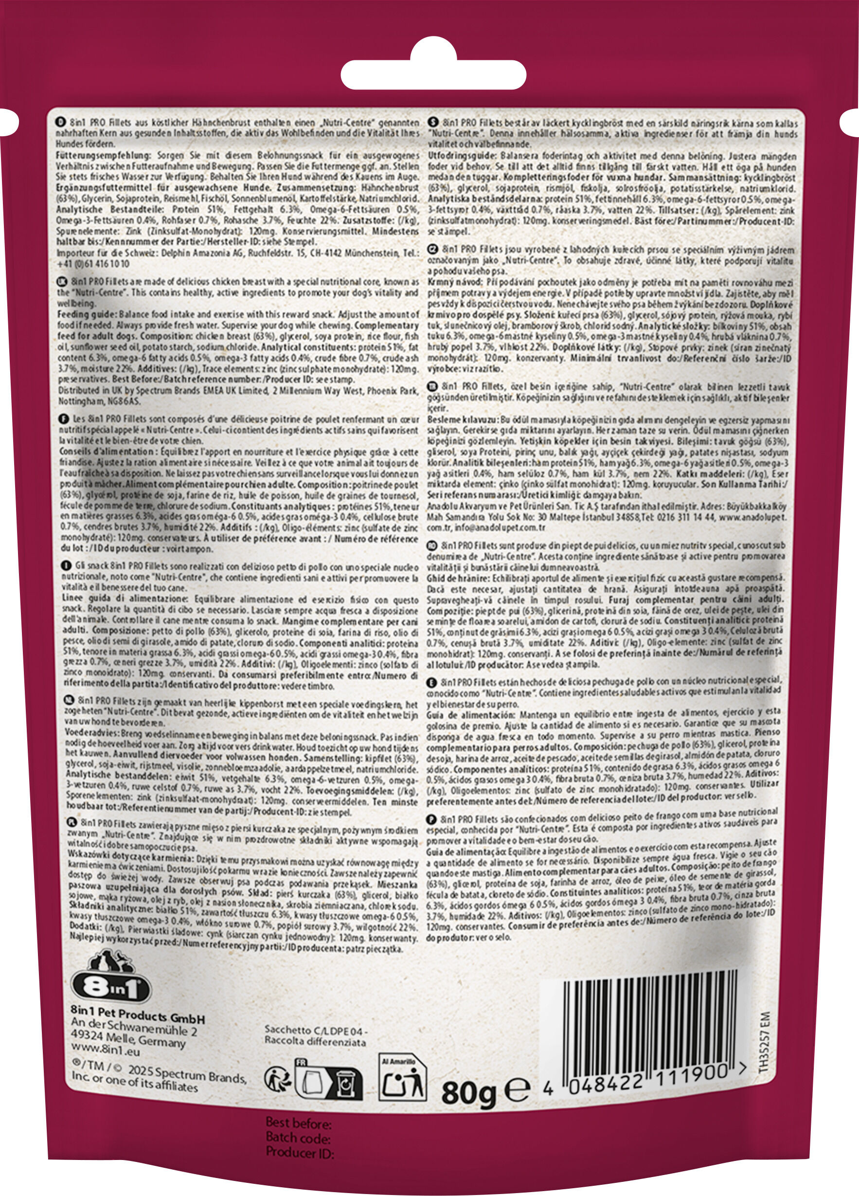 8in1 - Friandises Fillets Pro Skin & Coat pour Chiens - 80g Image num&eacute;ro 3