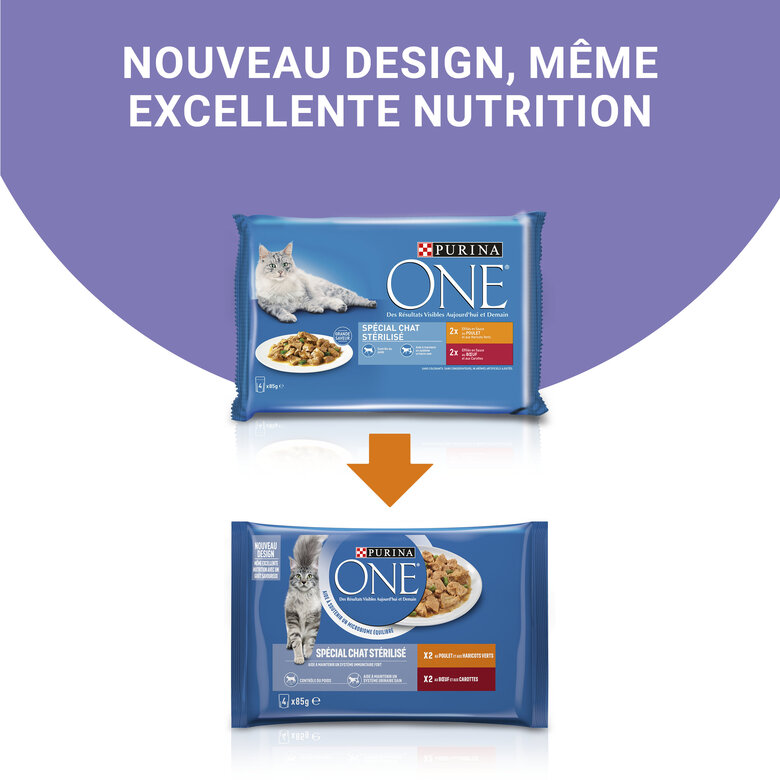 PURINA ONE - Sachets fraîcheurs Poulet et Boeuf pour Chats Stérilisés - 4x85g Image numéro 4 PURINA ONE - Sachets fraîcheurs Poulet et Boeuf pour Chats Stérilisés - 4x85g Image numéro 4