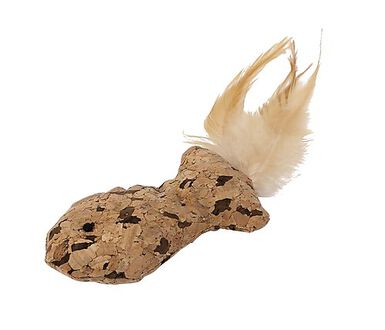Wouapy - Jouet Poisson en Liège avec Plumes pour Chat