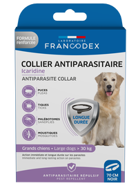 Francodex - Collier Antiparasitaire Icardine pour Grands Chiens - Noir