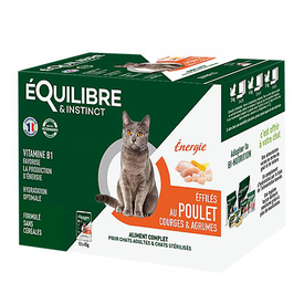 Équilibre & Instinct - Sachets Fraîcheurs Energie Poulet Courges et Agrumes pour Chat - 12x85g
