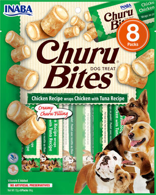 Inaba - Friandises Churu Bites Recette au Poulet et Thon pour Chiens - 8x12g