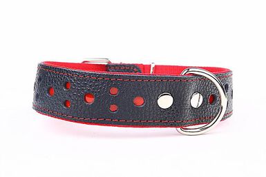 Yogipet - Collier Large Réfléchissant Cuir pour Chien Rouge