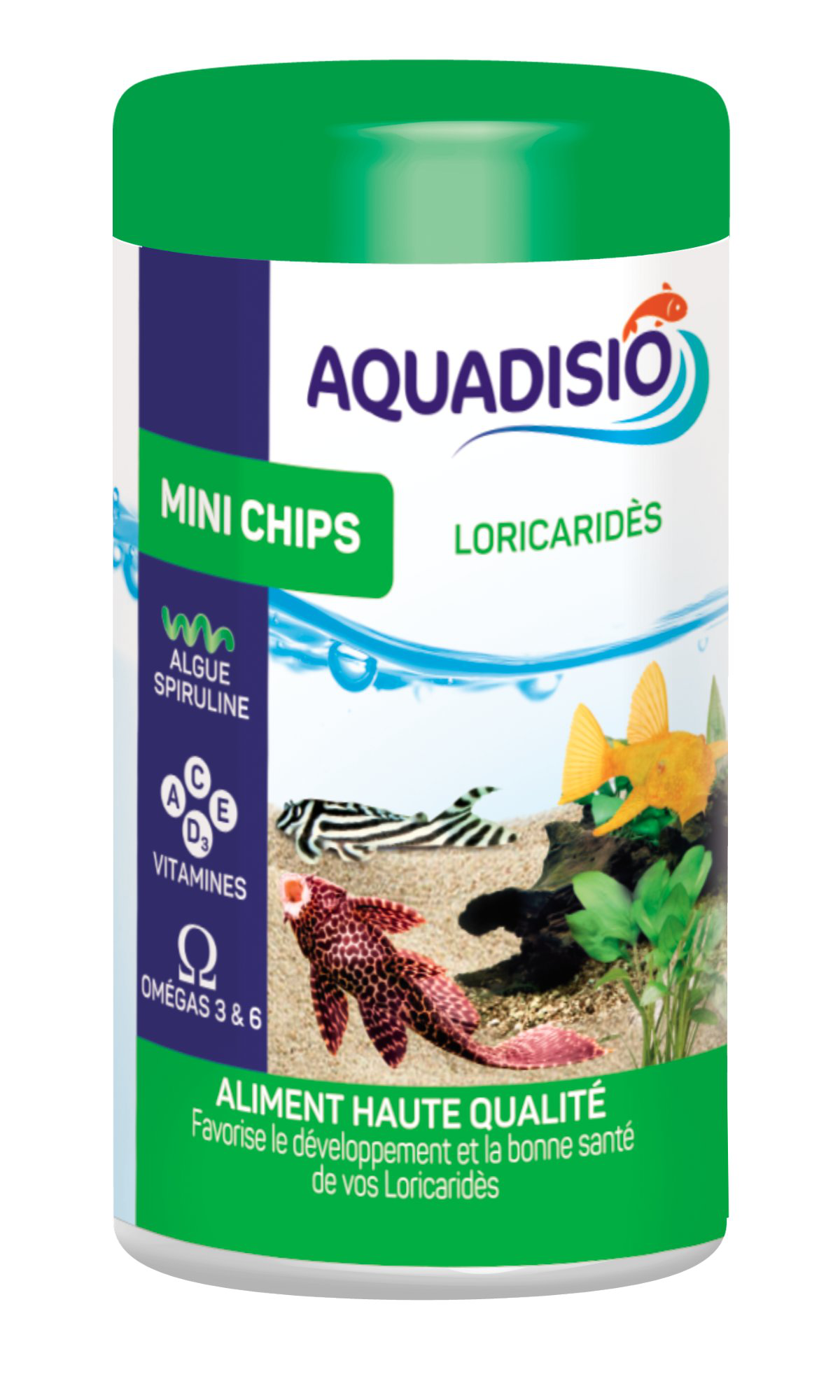Aquadisio - Aliment Herbivore Mini Chips pour Loricarid&egrave;s - 100ml Image num&eacute;ro 1