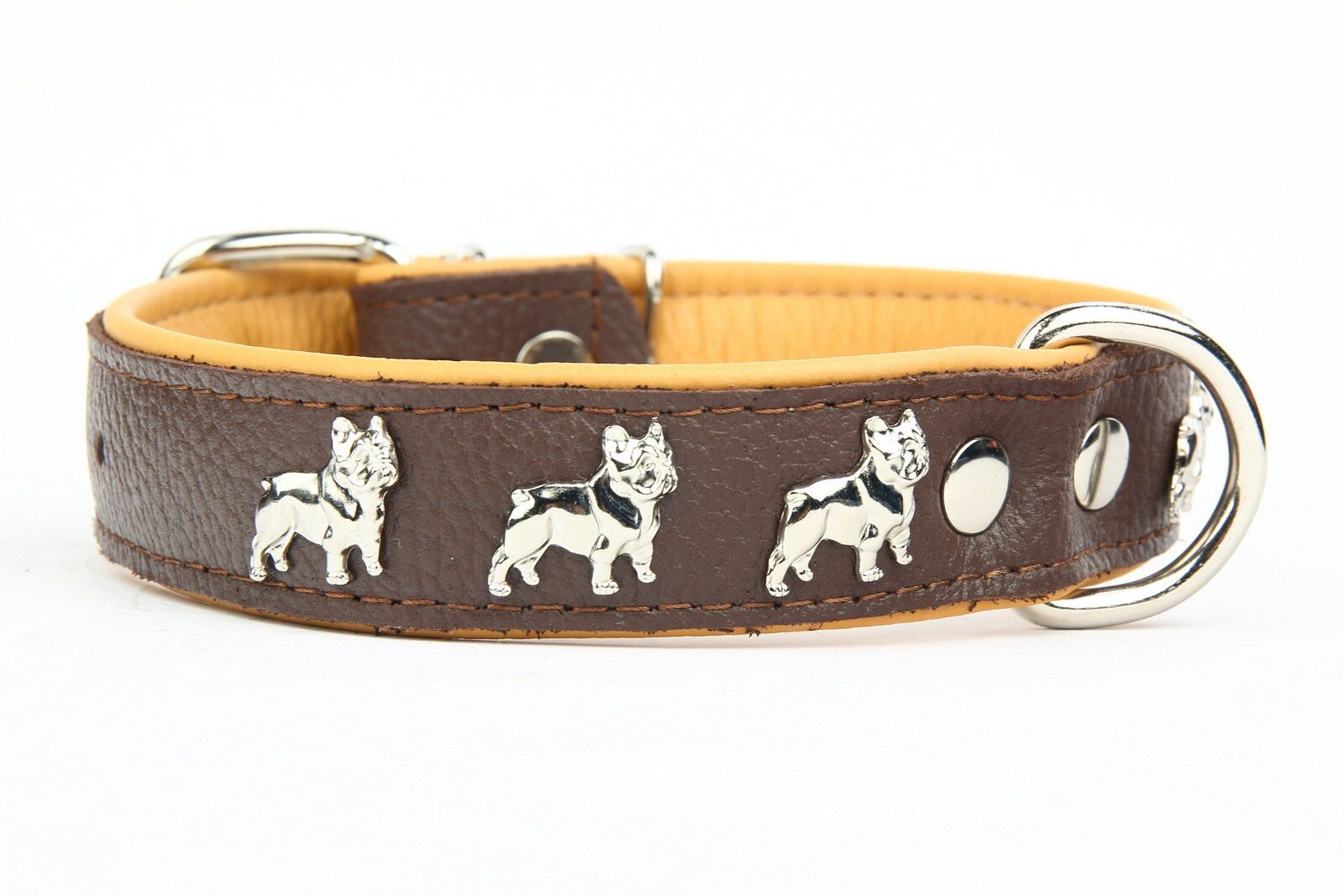 Yogipet - Collier Super Bouledogue Fran&ccedil;ais Cuir pour Chien Marron - T60 41/55cm Image num&eacute;ro 3