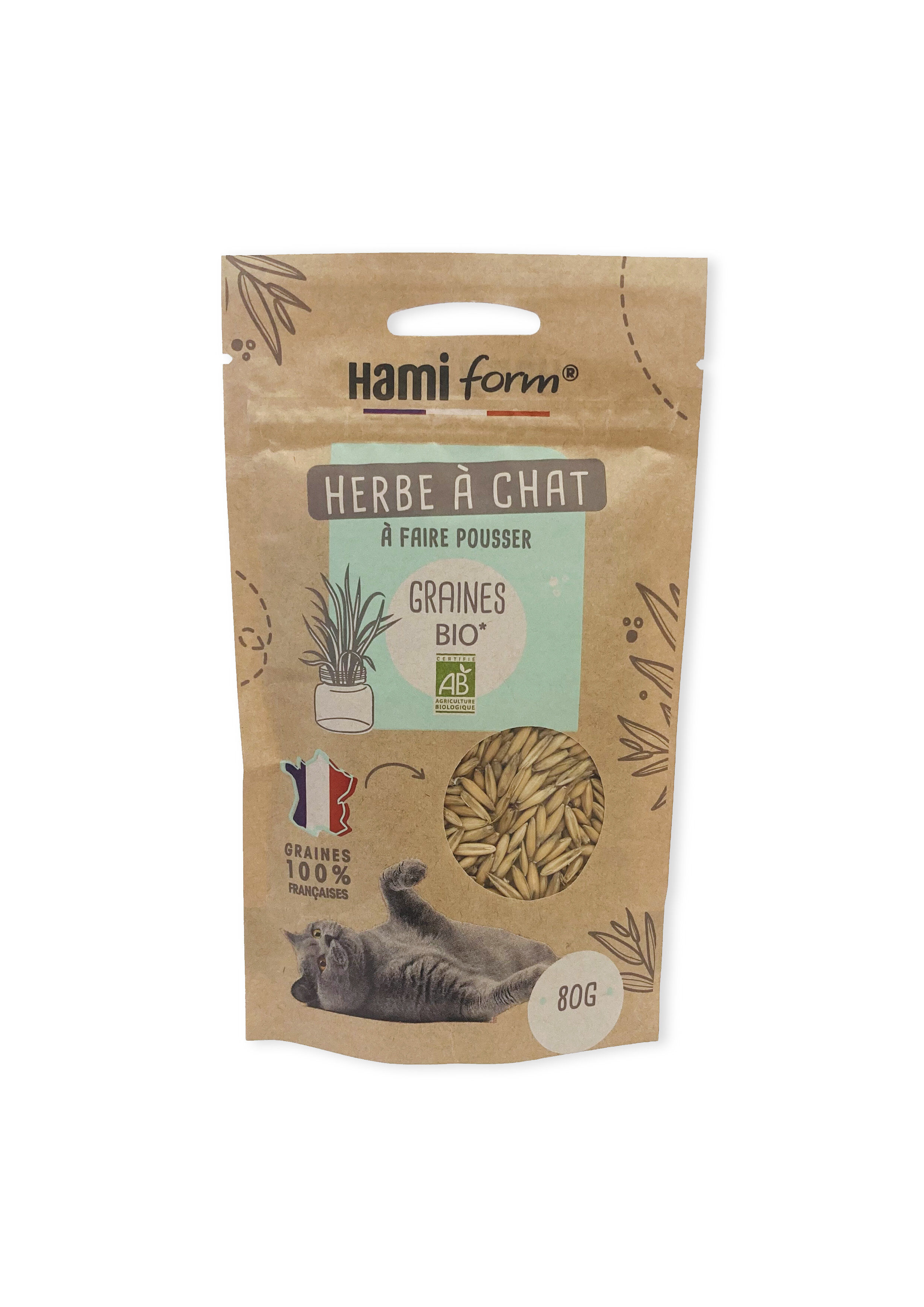 Hamiform - Herbe &agrave; Chat Graines Bio - 80g Image num&eacute;ro 1